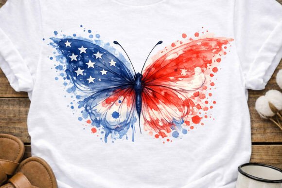 Download Watercolor Patriotic Butterfly USA PNG - Butterfly Collection