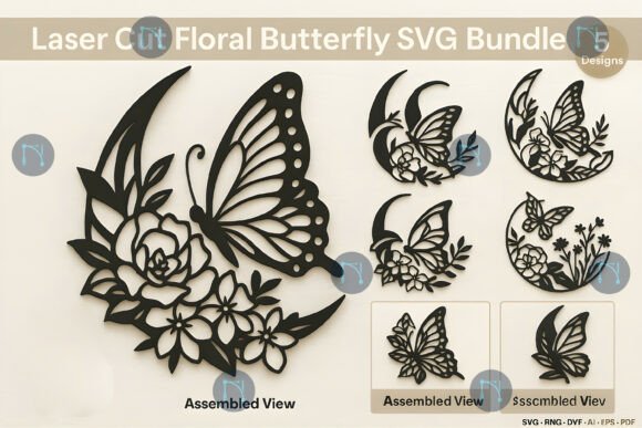 Download Laser Cut Floral Butterfly SVG Bundle - Butterfly Collection
