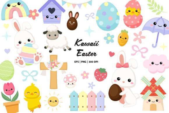 Download Easter Clipart &amp; Digital Stickers Bundle - Digital stickers Collection