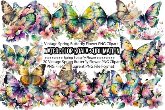 Download Vintage Spring Butterfly Flower Sublimat - Butterfly Collection