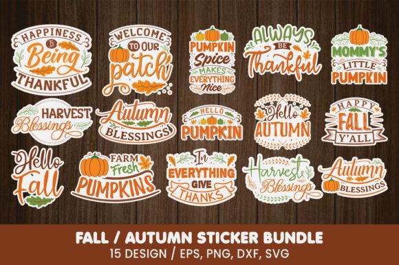 Download Fall/Autumn Sticker Bundle ,15 Design - Autumn sticker bundle Collection