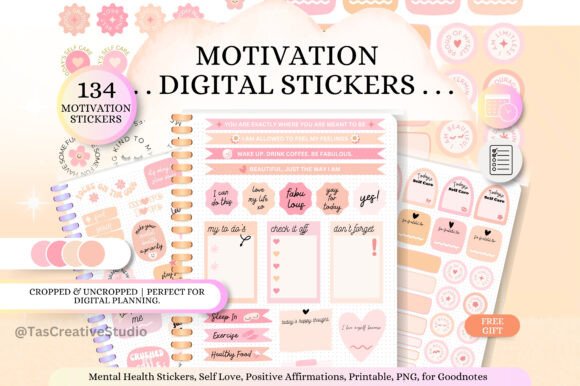 Download Pink Mental Health Digital Stickers Set - Digital stickers Collection