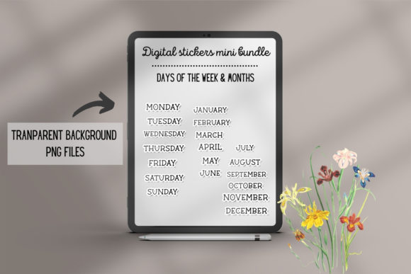 Download Digital Stickers Bundle- Months &amp; Week - Digital stickers Collection