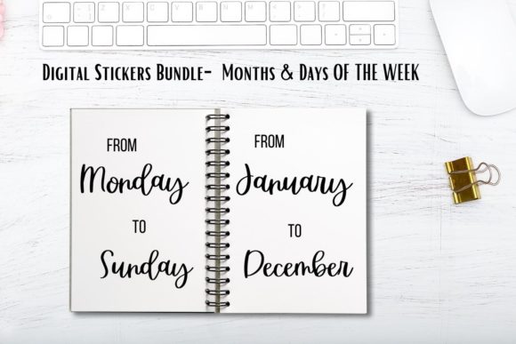 Download Digital Stickers Bundle- Months &amp; Days - Digital stickers Collection