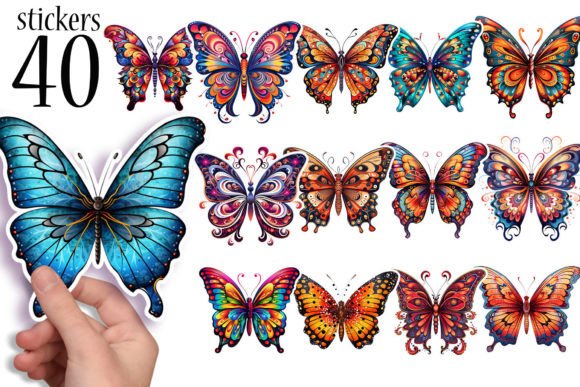 Download 40 Butterfly Printable Stickers PNG - Butterfly Collection