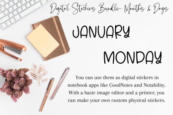 Download Digital Stickers Bundle- Months &amp; Days - Digital stickers Collection