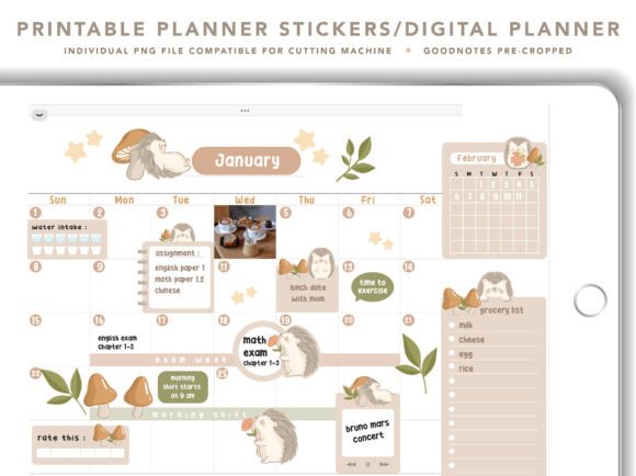 Download Cute Hedgehog Digital Stickers Planner - Digital stickers Collection