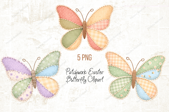 Download Patchwork Easter Butterfly Clipart PNG - Butterfly Collection