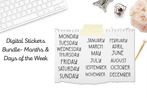 Download Digital Stickers Bundle- Months &amp; Days - Digital stickers Collection